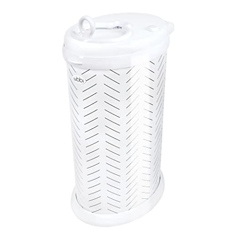 Ubbi Steel Diaper Pail, Odor Locking, No Special Bag Required, Award-Winning, Registry Must-Have, Herringbone