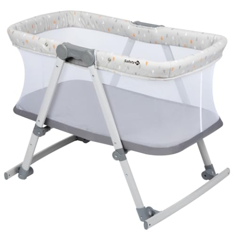 Safety 1st Babybett Morning Star, zusammen-klappbare Babywiege inkl. Reisetasche, geeignet ab der Geburt bis ca. 9 Monate, Warm Grey