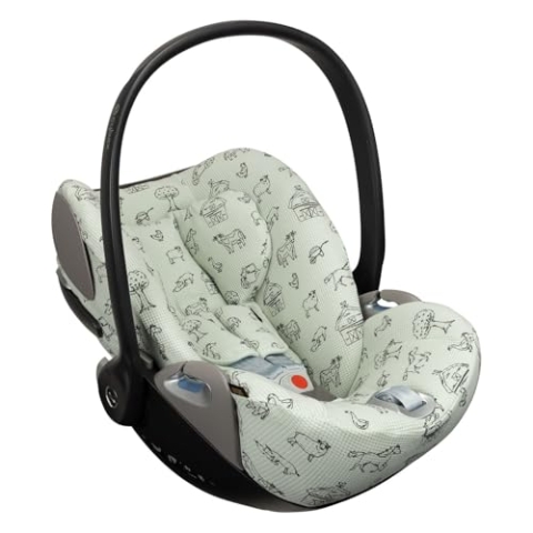 Ukje Bezug Kompatibel mit Cybex Cloud Z, Z2 & T i-size Autositz - Kindersitzbezug - Babyschale-Einlage – Neugeborenen-Schutzhülle aus Baumwolle (Farm)