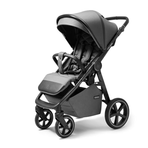 Xplode Chrome Kinderwagen bis 22 kg, isolierter Fußsack, Flaschenhalter, Regenschutz und Moskitonetz, Magnetschnalle, Chromoberflächen (Steel Graphite)