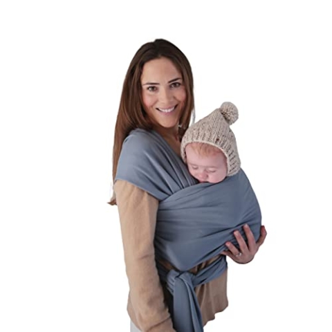 Mushie Tragetuch für Neugeborene & Babys | 100% Bio-Baumwolle | Mit einer integrierten Tasche | von 3,6-14,9 kg | Atmungsaktiv, um Überhitzung zu vermeiden | Tradewinds