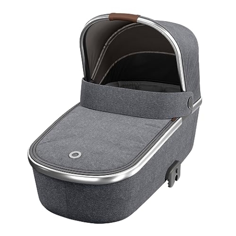 Maxi-Cosi Oria Babywanne, Bequeme Kinderwagenwanne, leicht und einfach anzuheben, kompatible Kinderwagen, Luxe Premium Design, nutzbar ab der Geburt bis zu 6 Monaten, 0-9 kg, Twillic Grey