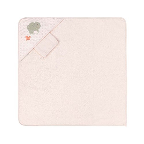 Nattou Kapuzenbadetuch und Waschhandschuh Elefant Adèle, 75 x 75 cm, Adèle und Valentine, Rosa