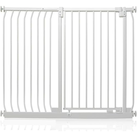 Safetots Extra Hohes Elite Sicherheitsschutzgitter, 125cm - 134cm, Matt Weiß, Extra hohe 96.8cm Höhe, Treppenschutzgitter mit Druckmontage, Sicherheitsbarriere, Einfache Installation