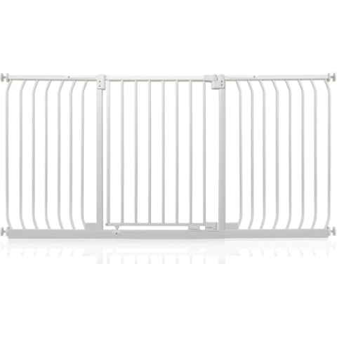 Safetots Elite Sicherheitsschutzgitter, 170cm - 179cm, Mattweiß, Treppenschutzgitter mit Druckmontage, Sicherheitsbarriere, Einfache Installation