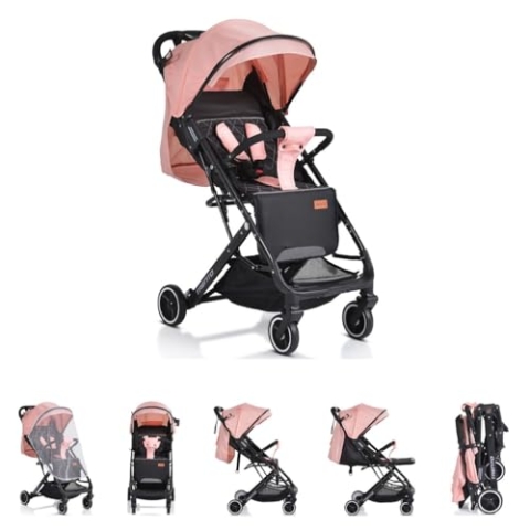 Moni Kinderwagen Buggy Trento faltbar Moskitonetz Getränkehalter Hinterradbremse, Farben:rosa
