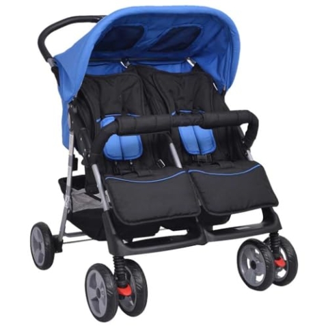 vidaXL Zwillingsbuggy Klappbar Geschwisterwagen Zwillingswagen Kingderwagen