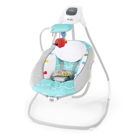 Baby Einstein Ocean Explorers Musikalische kompakte Babyschaukel, Vibrierend, Mehrere Richtungen, Grau, Unisex, 0-9 Monate