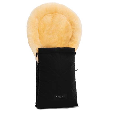 WERNER CHRIST BABY, Lammfell-Fußsack OSLO für Babywanne – Winterfußsack aus medizinischem Fell (ab 0 bis 6 Monate) für Tragetasche, Babyschale, Kinderwagen, in Black (schwarz)