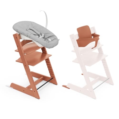Stokke Tripp Trapp Hochstuhl, Terracotta (inklusive Stuhl & Baby Set2) mit Newborn Set - Sicheres, verstellbares, ergonomisches Design