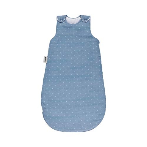 Nattou PURE Ganzjahres-Schlafsack aus 100% Baumwolle mit Reißverschluss und Druckknöpfen, 70cm, Jeansblau, 998178