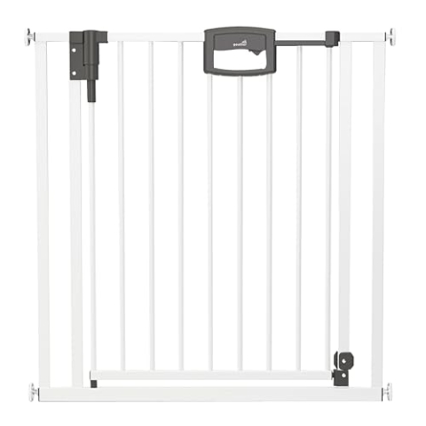 Geuther Türschutzgitter Easylock Plus | Treppenschutzgitter ohne Bohren Breite 80,5-55,5 cm | Türgitter Baby Holz-Metall | Kinderschutzgitter beidseitig öffnend | Kindersicherung Tür | Weiß