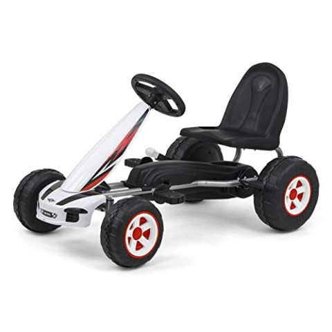 Viper White Milly Mally Pedal-Gokart für Kinder bis 30 kg mit Handbremse