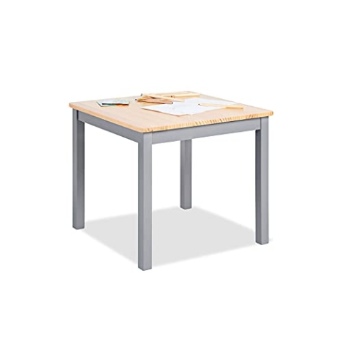 PINOLINO Kindertisch Fenna, vollmassives Kiefernholz, Tischhöhe 51 cm, für Kinder von 2 – 7 Jahren, grau und klar lackiert