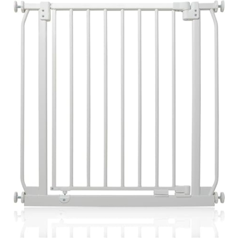 Safetots ELITE Druckschutzgitter schmal 65,5 cm - 74,5 cm, mattweiß, schmaler Druck Fit Treppengitter, Babygitter für Türen, Flure und Räume, Sicherheitsbarriere, einfache Installation