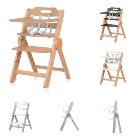 Chipolino Kinderhochstuhl Cacao Holz, Treppenstuhl, Beinstütze, klappbar, Gurt, Farbe:braun
