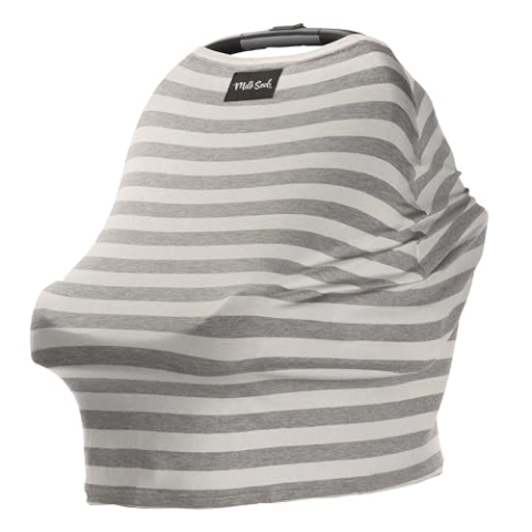 Milk Snob Cover CREAM & GREY STRIPE | Premium Baby Stilltuch, Autositzbezug und Cover | Stillschal, Stillcover