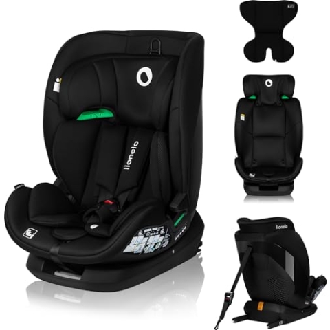 LIONELO LAVENDER I-SIZE Kinderautositz von 76 bis 150 cm konform mit R129 i-Size Standard, ISOFIX Montage in Fahrtrichtung und TT-Gurt, Kopfstützen- und Rückenlehnenverstellung Reduziereinsatz
