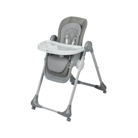 Bebeconfort Olea, Babyhochstuhl, 0–3 Jahre, 0–15 kg, verstellbarer Hochstuhl, 9 Höhen & 3 Liegepositionen, gut zu reinigen, leicht bewegbar mit 4 schwenkbaren Rädern, zusammenklappbar, Tinted Grey