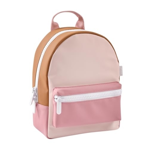 BÉABA, Rucksack für Vorschulkinder, Ideal für Kindergärten, 2 Taschen, Namensschild, Radiergummieffekt, Breiter Reißverschluss, Verstellbare Henkel, Gepolsterter Rücken, Wasserfest, Faro Dusty rose