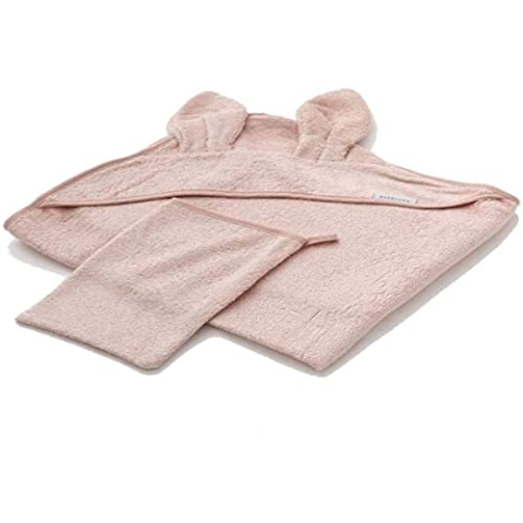 Bamboom Set mit Kapuzenhandtuch und Handschuh, weiche Bio-Bambusfaser, 75 x 75, Bad Duo mit Handschuh, Rosa, 1990006, Rosa - 500 g
