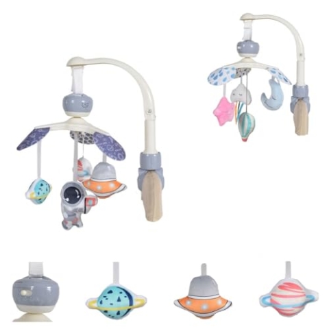 Cangaroo Musik Mobile Moonlight Melodien Plüschfiguren Universallklemme faltbar, Farbe:blau