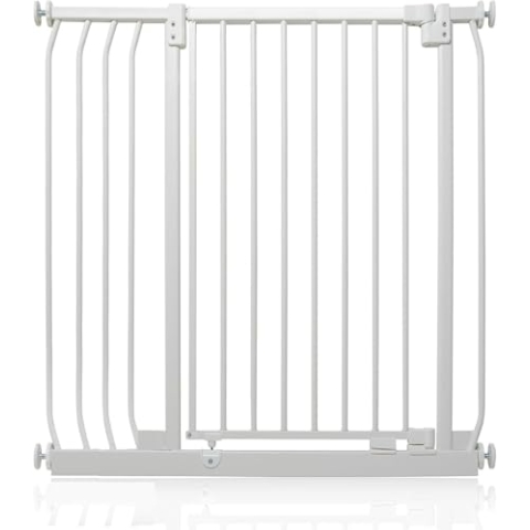 Safetots Extra Hohes Elite Sicherheitsschutzgitter, 89cm - 98cm, Matt Weiß, Extra hohe 96.8cm Höhe, Treppenschutzgitter mit Druckmontage, Sicherheitsbarriere, Einfache Installation