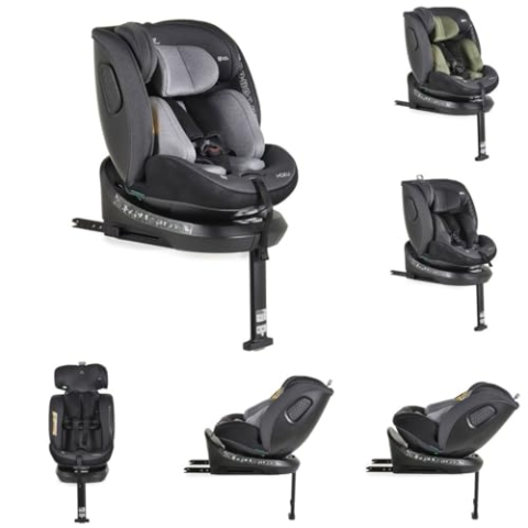 Cangaroo Kindersitz Hoku i-Size (40-150cm) Gruppe 0+/1/2/3, Isofix, Stützfuß, Farbe:grau