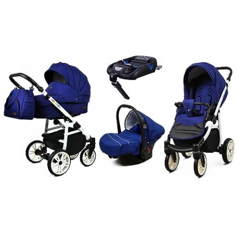 BabyLux® Kinderwagen Set 4 in 1 - Color Lux - incl. Babywanne, Buggy Sportsitz, Auto-Babyschale, ISOFIX-Basisstation - Autositz - Kinderwagenset - Kombikinderwagen mit Wickeltasche usw.