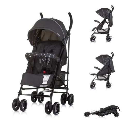 Chipolino Kinderwagen Milano Buggy bis 22 kg, Rückenlehne verstellbar, faltbar, Farbe:schwarz