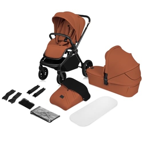 LIONELO MIKA PLUS 2-in-1 Buggy 0-48 Monate bis 22 kg Babywanne bis 9 kg, Rückenlehne und Füße verstellbar, AiryDots,Dämpfung, 360° drehbare PU-Räder, XXL-Verdeck