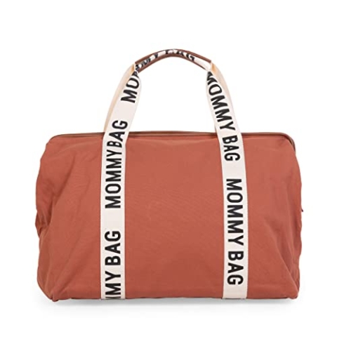 CHILDHOME, Mommy Bag, Wickeltasche, Kliniktasche, Reisetasche, großes Fassungsvermögen, Wickelauflage, verstellbarer Schultergurt, unterteilt, Isoliertasche, Durchgang für Koffer, Terracotta,Signature