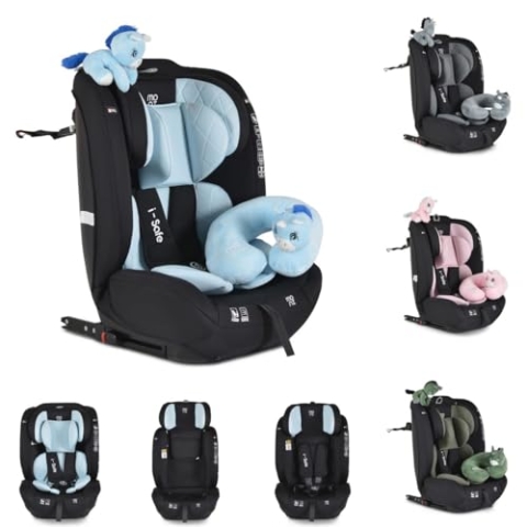 Moni Kindersitz i-Size i-Safe (76-150cm) Isofix, Top Tether, 13-fach verstellbar, Farben:blau