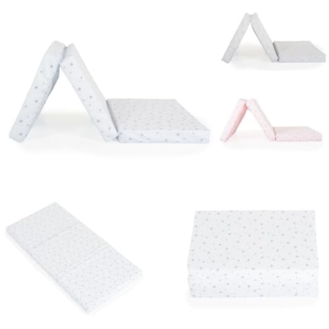 Moni Babybett Klappmatratze Mirage 120 x 60 x 6 cm Bezug waschbar Reißverschluss, Farbe:weiß