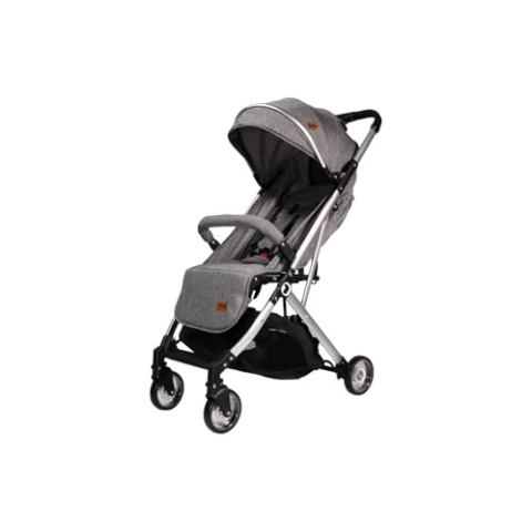 Ding Vivo Kinderwagen/Buggy, geeignet ab Geburt, leicht zu falten, mit schwenkbaren Gummireifen, Silber Grau
