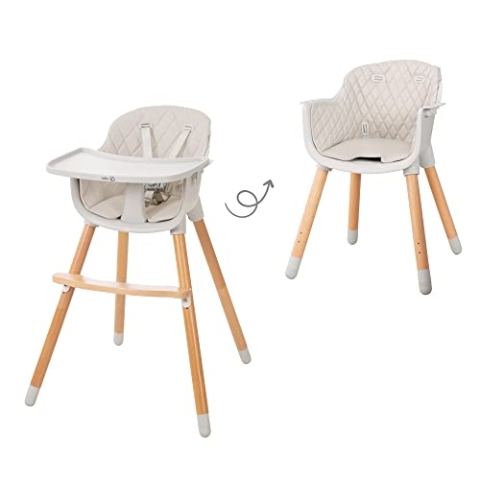 roba 2in1 Hochstuhl und Kinderstuhl 'StyleUp wood' inkl. Sitzpolsterung in grau