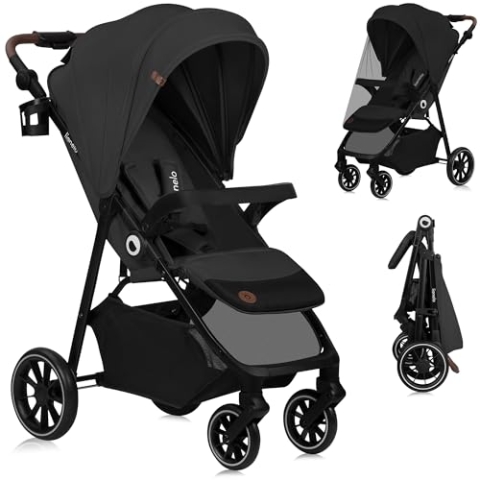 LIONELO EMMA ONE Buggy bis zu 22 kg von 6 m bis 4 Jahre Schwenkbare 360 Räder° Vollfederung Einhändig klappbar Verstellbare Rückenlehne und Fußstütze XXL-Verdeck UPF50+