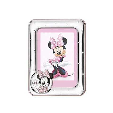 Disney Baby - Minnie Mouse - Bilderrahmen aus Silber für den Tisch oder Nachttisch für das Kinderzimmer Mädchen mit bunten Details