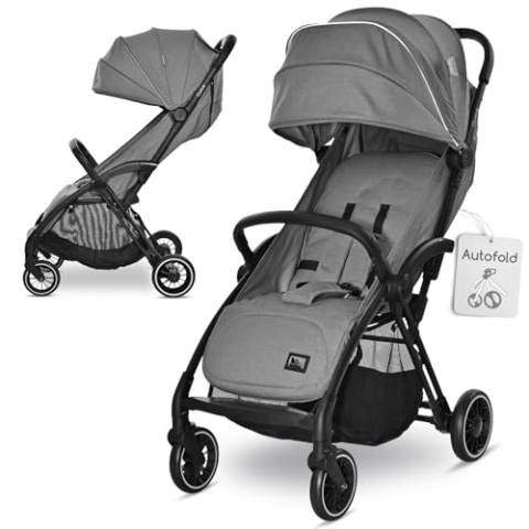 Lorelli Kinderwagen Quick, Sport Buggy klein zusammenklappbar, Einhand-Klappsystem in Sekunden, Nur 8,4 kg, Kompakter Sportsitz bis 22kg, Sitzbuggy, Baby Reisebuggy, Verstellbare Rückenlehne, grau