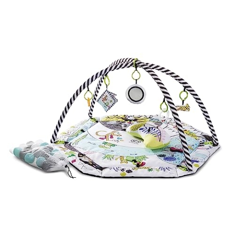 Kinderkraft Spieldecke SMARTPLAY, Erlebnisdecke, Spielmatte mit Spielbogen, Krabbeldecke, Spielzeuge, Leichter, 20 Bälle im Set, Laufgitterfunktion, Kissen, von den Ersten Lebenswochen, 0 - 2 Jahre