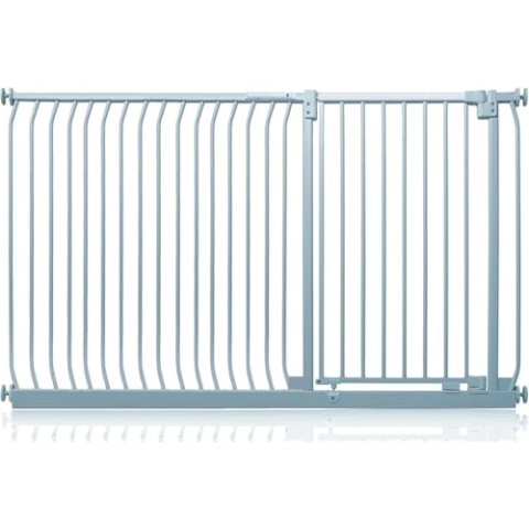 Safetots Extra Hohes Elite Sicherheitsschutzgitter, 171cm - 180cm, Matt Grau, Extra hohe 96.8cm Höhe, Treppenschutzgitter mit Druckmontage, Sicherheitsbarriere, Einfache Installation