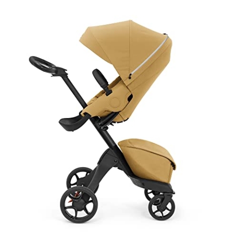 Stokke Xplory X, Golden Yellow – Eleganter Kinderwagen – Anpassbarer Komfort für Baby & Eltern – Polsterung, Sicherheitsgurt & reflektierender Reißverschluss für mehr Sicherheit – Im Nu faltbar