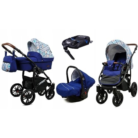 BabyLux® Kinderwagen Set 4 in 1 - Optimal - incl. Babywanne, Buggy Sportsitz, Auto-Babyschale, ISOFIX-Basisstation - Autositz - Kinderwagenset - Kombikinderwagen mit Wickeltasche usw.