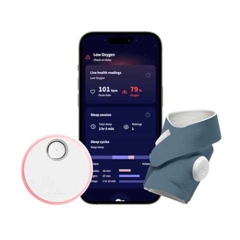 Owlet Dream Sock - Pulsoximeter, Liveübertragung der Sauerstoffsättigung, Herzfrequenz -und des Schlafverhaltens (Bedtime Blue)