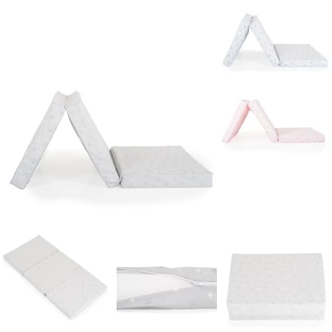Moni Babybett Klappmatratze Mirage 120 x 60 x 6 cm Bezug waschbar Reißverschluss, Farbe:grau