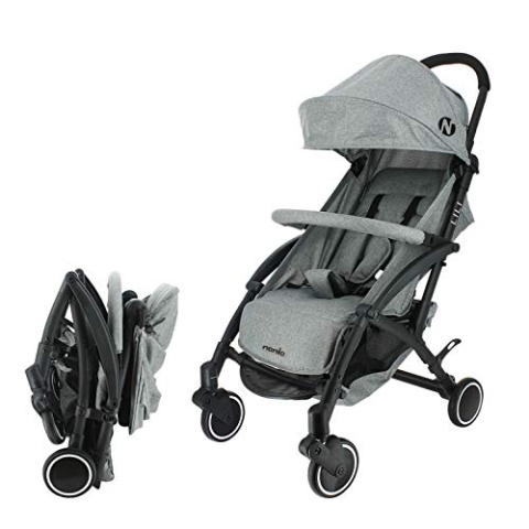 Nania Kompakter Kinderwagen Lili 0-36 Monate, leicht, 6 kg - mit Regenschutz (grau)