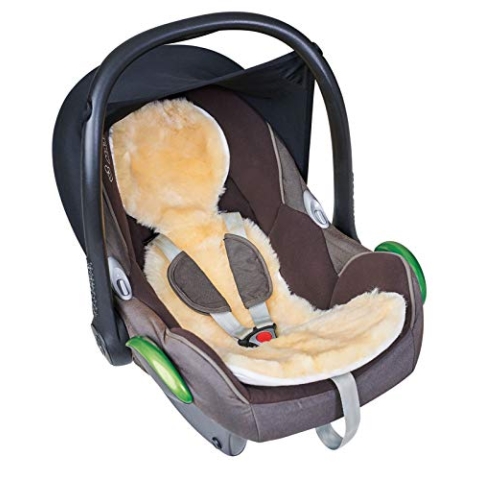 Fellhof 10407 Einlage Unifit aus Lammfell, für Autositze und Babyschalen, Oeko-TEX® Zertifiziert, Größe 30x77 cm, bei max. 30 °C waschbar, Rückseite aus Baumwolle