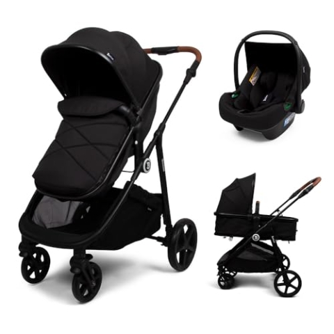 Baninni 3-in-1 Kinderwagen mit Multi-Stands und Autositz Nelia, Schwarz