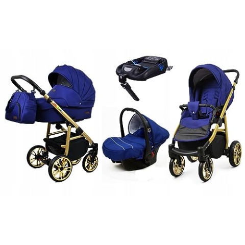 BabyLux® Kinderwagen Set 4 in 1 - Color Lux - incl. Babywanne, Buggy Sportsitz, Auto-Babyschale, ISOFIX-Basisstation - Autositz - Kinderwagenset - Kombikinderwagen mit Wickeltasche usw.