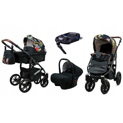 BabyLux® Kinderwagen Set 4 in 1 - Optimal - incl. Babywanne, Buggy Sportsitz, Auto-Babyschale, ISOFIX-Basisstation - Autositz - Kinderwagenset - Kombikinderwagen mit Wickeltasche usw.
